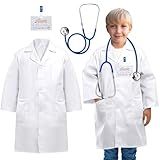ERDOGLY Kids Doctor Costume, White Lab Coat for Kids with Real Stethoscope, Toddler Medical Dress up Outfit, Halloween Pretend Play & Career Day Costume for Boys Girls, M/7-9 Years