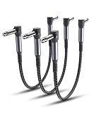 Elebase Guitar Patch Cables 6-Inch 3-Pack,6.35MM Effects Pedal Board Cord,1/4 Right-Angle Nylon Braided Instrument Audio Cable,Pedalboard Connector TS Copper Wire for Amp/Amplifier,Mixer,Electric Bass
