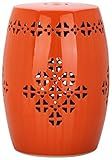 SAFAVIEH Home Collection Quatrefoil Orange Ceramic Decorative Indoor/ Outdoor Garden Stool (Fully Assembled)