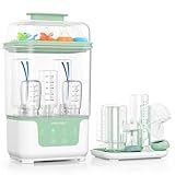 Momcozy Bottle Sterilizer and Dryer, Modular Nesting Space Saving Design, 6 Bottles Capacity, 4 in 1 Compact Sterilizer for Baby Bottles, Breast Pump Parts & Newborn Essentials, Drying Rack Included
