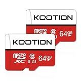 KOOTION 64GB Micro SD Card 2 Pack, Micro SDXC Memory Card Class 10 Micro SD Cards UHS-I, C10, U1, High Speed TF Flash Card with Adapter