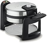 Cuisinart WAF-F30 Round Flip Belgian Waffle Maker, Black/Silver, 1 inch thick