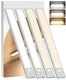 Under Cabinet Lighting Wireless, 4Pack Motion Sensor Light Indoor with 3 Color Temps, Dimmable Closet Lights Battery Operated, LED Magnetic Light, Rechargeable Under Counter Lights for Kitchen Home