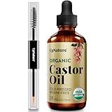 UpNature Lash Serum for Eyelash Growth - 100% USDA Organic Castor Oil for Eyelashes and Eyebrows Hexane Free (2oz Glass Bottle)
