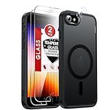 LeYi for iPhone SE-Case: iPhone-8 Phone Case with [Screen Protector X2+ Camera CoverX2] iPhone 7 Magsafe SE3 3rd Generation 2022 SE2 2nd Gen 2020 Slim Daily Protection Work Active Lifestyles, Black