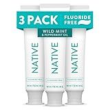 Native Fluoride Free Toothpaste, Whitening - for Adult, Kids 2+ Oral Care - Wild Mint & Peppermint Oil Flavor, 4.1oz (Pack of 3)