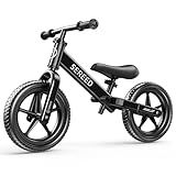 SEREED Toddler Balance Bike 2 Year Old, No Pedal Kids Toy Bike for 2-5 Years Old, Tool-Free Adjustment, Christmas Gifts for Grandkids 2-3 Boys Girls, Customize Plate with 3pcs Stickers (Black)