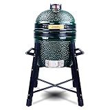 London Sunshine 15" Ceramic Kamado Charcoal BBQ Grill and Smoker, Green
