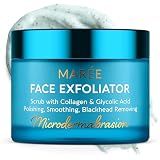 MAREE Face Exfoliator – Microdermabrasion Facial Scrub & Exfoliating Face Wash for Women – Collagen & Glycolic Acid – Gentle Scrub and Exfoliant – Men Exfoliating Scrubber – Exfoliante Facial Cleanser