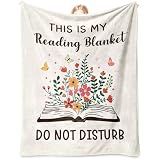 Glydein Book Lovers Gifts for Women Men, Flannel Soft Book Reading Blanket Decor, Reader Gifts for Birthday, Reading Accessories, Bookish Bookworm Gift - 50'' x 60''