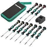 GRENPRO 10-Piece Precision Screwdriver Set, Magnetic Small Screwdrivers with Phillips, Slotted, Torx Star for Eyeglass, Watch, Computer, Laptop, Phone,Green