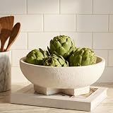 FESTGLOX Large Decorative Bowl, Beige White Fruit Bowl for Kitchen Counter