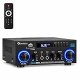Romicta AK50MAX Stereo Audio Amplifier, Home Audio Stereo Receiver Bluetooth 5.0 with 400W 2.0 Channel FM Radio, Echo, USB, SD Card, AUX with Remote Control Home Theater Audio Stereo System