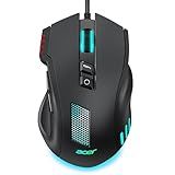 acer Wired Gaming Mouse, 12,800 DPI RGB Ergonomic Computer Mouse with Optical Sensor, 8 Programmable Buttons, 12 Backlit Modes, Software for DIY Keybinds, Rapid Fire, USB Gaming Mice for Laptop, PC