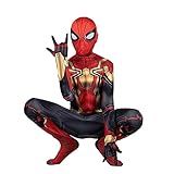 Marvel Integrated Spider-Man Official Youth Deluxe Zentai Costume - Deluxe Two-Way Stretch Spandex with Invisible Zippers and Wrist Openings for Added Convenience (S) Multi