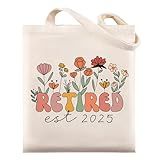Maciebelle Retirement Gift for Woman, Cool Retirement Gifts for Women, Canvas Tote Bag Best Gifts (flower)