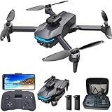 Remote Control FPV Drone with 1080P Camera for Kids and Adults Beginners, Foldable Quadcopter with Carrying Case, Adjustable Len, Gestures Selfie, Brushless Motor, Altitude Hold, 3D Flips, Voice Control, One Key Take Off/ Land, Waypoint Fly, Optical Flow Positioning, RC Toys Gifts for Boys Girls