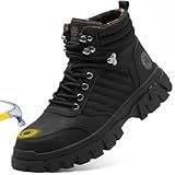 Waterproof Steel Toe Boots For Men-6 Inch Comfortable Mens Safety Work Boots Indestructible Steel Toe Shoes Lightweight Non Slip Puncture Resistant Industrial Construction Boot,Black,Size 11 men