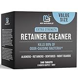 Retainer and Denture Cleansers Tablets, 8 Month Supply, Removes Bad Odors Discoloration Stains Plaque for Cleaning Invisalign Mouth Guard Night Guard and Removable Dental Appliances by M3