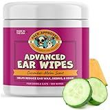 Pack Approved Advanced Ear Wipes for Dogs & Cats with Aloe Vera - Gentle, Non-Irritating Ear Cleaner for Cats and Dogs - Helps Deodorize and Remove Ear Wax - Cucumber Melon Scent (100 Wipes)