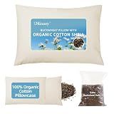 USlixury Organic Buckwheat Pillow 16x22, Adjustable Height, Neck Support