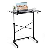 Treadmill Desk, Adjustable Height (28-49 Inch) Rolling Standing Desk with Wheels, Portable Laptop Table for Walking Pad, Spin Bike & Exercise Bike, 31x16 inch Mobile Workstation for Home Office