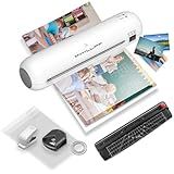 Laminator Machine 9-Inch Portable Thermal Laminater with Hot & Cold Modes, A4 Small Laminating Machine with ABS Jam-Release, 3-Min Warm-Up, 6-in-1 Photo Laminator Kit for Home and Class, White