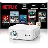 Projector with WiFi and Bluetooth [for Netflix & 600+ Native Apps & 1200 ANSI] Outdoor-Projector: Electric Focus & 4P Keystone, Lisowod L02 1080P Portable-Mini-Movie-Projector with Whale TV