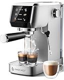 AMZCHEF Espresso Machine 20 Bar Professional Coffee Maker with Milk Frother, Adjustable Temperature & Pressure, Stainless Steel Espresso Maker for Cappuccino, Latte, Mocha, 44oz Removable Water Tank