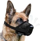 Dog Muzzle, Soft Air Mesh Muzzles for Large Sized Dogs, Breathable Dog Mussels for Scavenging Biting Licking & Barking, Adjustable Mouth Guard for Grooming, Allows Panting and Drinking (Black,L)