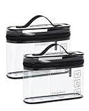 BAGSMART TSA Approved Toiletry Bag, 2 Pack Clear Makeup Cosmetic Bag Organizer, Quart Size Travel Bag for Toiletries, Carry-on Travel Accessories Essentials, Black-2pcs