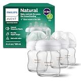 Philips Avent Natural Glass Baby Bottles, Slow Flow, 4 oz, BPA-Free, 4-Pack