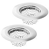 2 Pack - 2.25" Top / 1" Basket- Sink Strainer Bathroom, Utility, Slop, Laundry, RV and Lavatory Sink Drain Strainer Hair Catcher. Stainless Steel - Hilltop Products