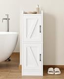Narrow Bathroom Storage Cabinet with 2 Doors and Shelves, 9.8" W Small Storage Cabinet for Toilet Paper Storage, Slim Cabinet for Small Spaces, Bathroom, Kitchen, 9.8" W × 7.9" D × 29.5" H, White