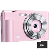 Digital Camera, FHD 4K Digital Point and Shoot Camera with 16X Zoom Anti Shake, 48MP Compact Small Camera with 32GB Card for Boys Girls Kids