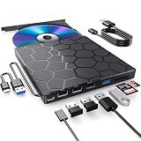 BPAKDU External CD/DVD Drive for Laptop, DVD Player for Laptop, 8 in 1 USB 3.0 Ultra-Slim Portable, CD Burner External Disk Drive Optical Compatible with Desktop Mac,Windows 11/10/8/7 Linux