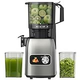 Juicer Machines, 5.3" Wide Feed Chute Cold Press Juicer for Whole Fruits & Vegetables, High Juice Yield with 2 Cups, Easy to Clean, Masticating Juicers Machine for Home Kitchen