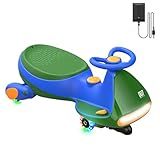 FanttikRide N7 Pro Electric Wiggle Car with Pedal, Rechargeable Battery, CyberWiggle, 2 in 1 Swing Car, 2 Speeds Max 4 Mph, Anti-Rollover, Flashing Wheels, Bluetooth, for Ages 3 and Up, 150 Lbs, Green