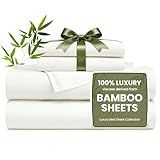 Love's cabin 4 Piece Full Size Sheet Set, 100% Rayon Derived from Bamboo, Cooling & Breathable, Soft Silky Deep Pocket up to 16", Hotel Luxury Bedding for Hot Sleepers, White