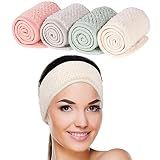 Whaline 4 Pack Spa Facial Headband, Pea Green, Pink, Beige, Light Gray