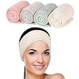 Whaline 4 Pack Spa Facial Headband, Pea Green, Pink, Beige, Light Gray