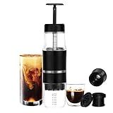 French Press Coffee Maker for Ground Coffee & Capsules Portable Cold Brew Coffee Espresso Machine, Small Hand Coffee Maker for Camping
