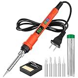 Soldering Iron Kit, 120W LED Digital Solder Iron Soldering Gun kit, Smart Temperature Control [356℉-932℉], Extra 5pcs Tips, Auto Sleep, Temp Calibration, Orange