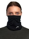 Merino.tech Merino Wool Ski Neck Gaiter - Face Mask Neck Warmer for Men & Women (165 Black)