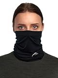 Merino.tech Merino Wool Ski Neck Gaiter - Face Mask Neck Warmer for Men & Women (Black)