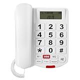 Big Button Phone for Seniors, Landline Phones with Caller Id for Home, Large Number Telephone for Visually Impaired Elderly, Land Line Wall Phone Corded with 110db+ Loud Ringer & Speakerphone