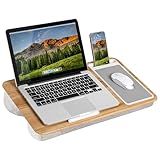 LAPGEAR Home Office Lap Desk with Device Ledge, Mouse Pad, and Phone Holder - Oak Woodgrain - Fits up to 15.6 Inch Laptops - Style No. 91589