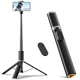 TODI 63" Cell Phone Selfie Stick Tripod, Portable Tripod for iPhone with Wireless Remote, Extendable Smartphone Stand, All-in-1, Compatible with iPhone/Android