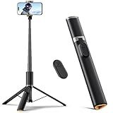 TODI 63" Cell Phone Selfie Stick Tripod, Portable Tripod for iPhone with Wireless Remote, Extendable Smartphone Stand, All-in-1, Compatible with iPhone/Android