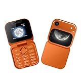 PUSOKEI Mini Flip Phone Unlcoked, 2G Small Flip Phone for Seniors, Mobile Phones with 1.77 Inch Screen, Loud Speaker, Dual SIM Slot, Bluetooth, FM Radio, 1000mAh Battery (Orange)